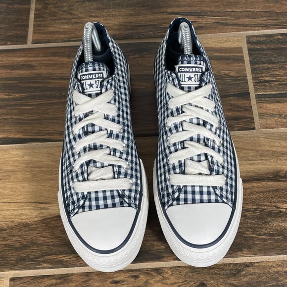 Converse CTAS Lift OX Womens Sz 8 Shoes Obsidian White Gingham Platform Sneaker - Picture 12 of 13
